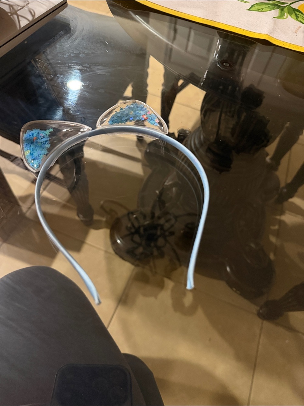 Blue Cat Ear Headband with Glitter Accents hello kitty ears